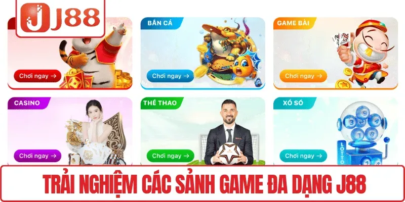 Khuyến mãi J88 2 Trải nghiệm các sảnh game đa dạng J88