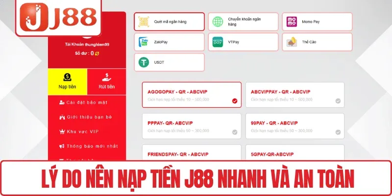 Nạp Tiền J88 – Đa Dạng Phương Thức, Thao Tác Dễ Dàng 2 Lý do nên nạp tiền J88 nhanh và an toàn